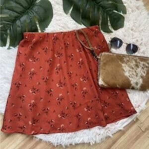 Hollister Ultra High Rise Orange Floral Mini Skirt